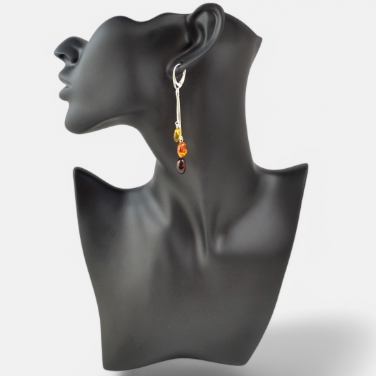 Multicolor Baltic amber earrings